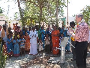 Gathered around the well